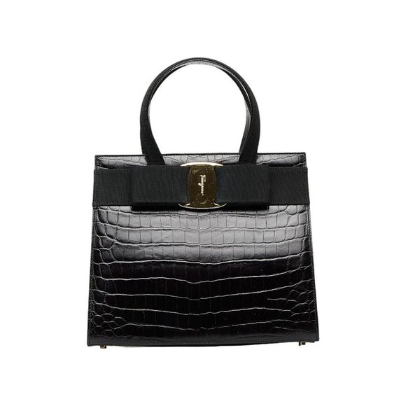 Pre Loved Salvatore Ferragamo Bow-Accented Leather Handbag - Picture 2 of 10